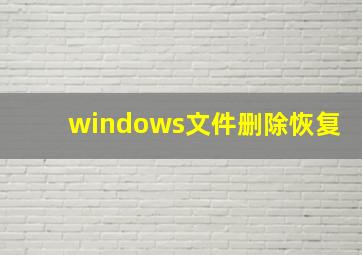 windows文件删除恢复