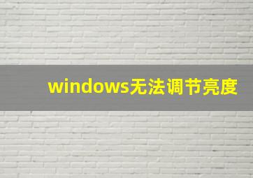 windows无法调节亮度