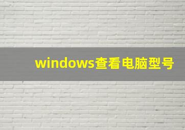 windows查看电脑型号