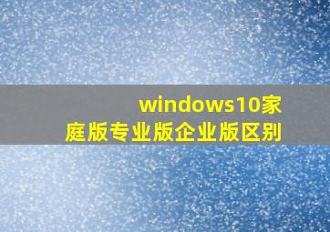 windows10家庭版专业版企业版区别