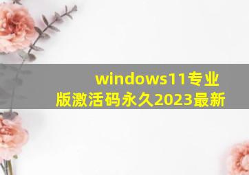 windows11专业版激活码永久2023最新