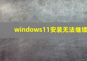 windows11安装无法继续