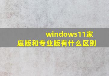 windows11家庭版和专业版有什么区别