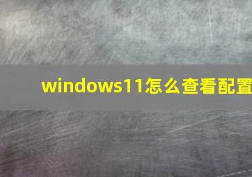 windows11怎么查看配置