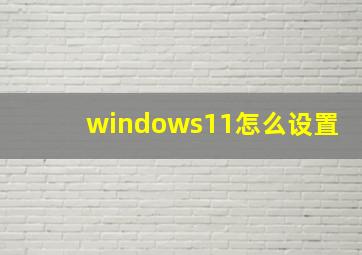 windows11怎么设置