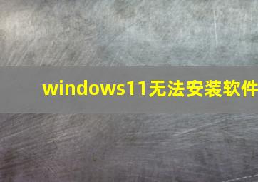 windows11无法安装软件