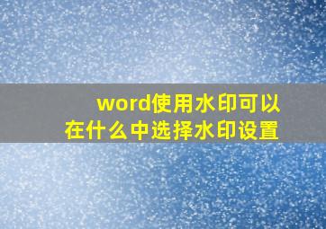 word使用水印可以在什么中选择水印设置