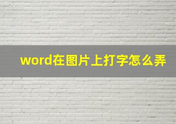 word在图片上打字怎么弄