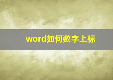 word如何数字上标