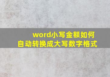 word小写金额如何自动转换成大写数字格式