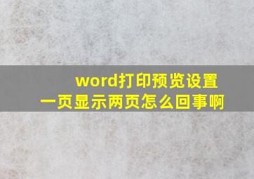 word打印预览设置一页显示两页怎么回事啊