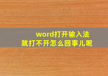 word打开输入法就打不开怎么回事儿呢