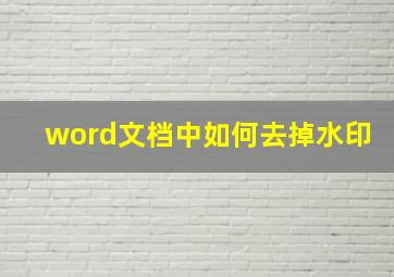 word文档中如何去掉水印