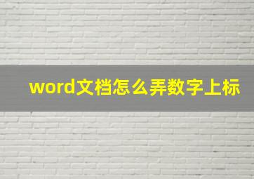 word文档怎么弄数字上标