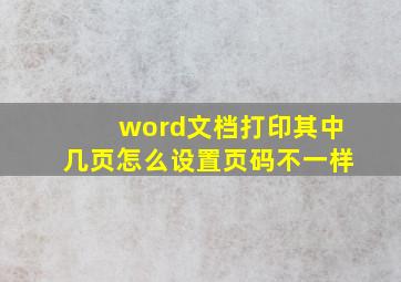 word文档打印其中几页怎么设置页码不一样