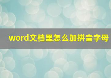 word文档里怎么加拼音字母