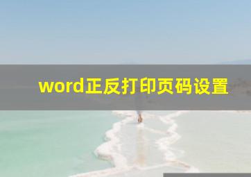 word正反打印页码设置