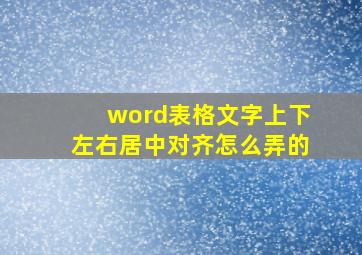 word表格文字上下左右居中对齐怎么弄的