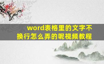 word表格里的文字不换行怎么弄的呢视频教程