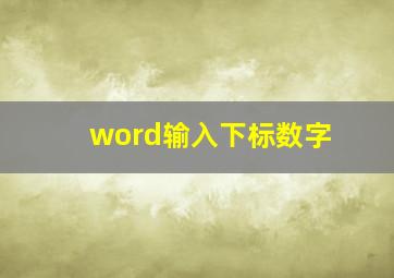 word输入下标数字