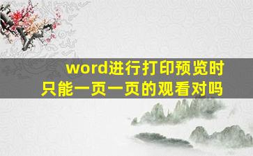 word进行打印预览时只能一页一页的观看对吗