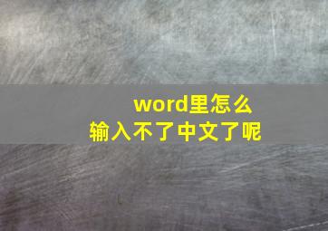 word里怎么输入不了中文了呢