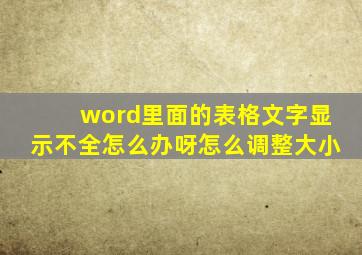 word里面的表格文字显示不全怎么办呀怎么调整大小