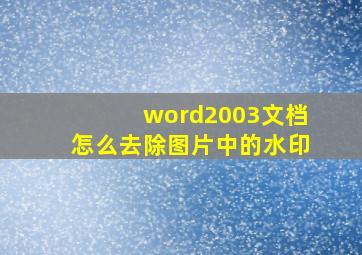 word2003文档怎么去除图片中的水印