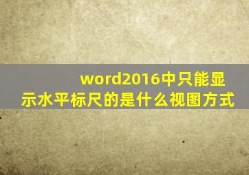 word2016中只能显示水平标尺的是什么视图方式