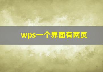 wps一个界面有两页