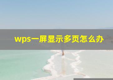 wps一屏显示多页怎么办