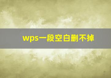 wps一段空白删不掉