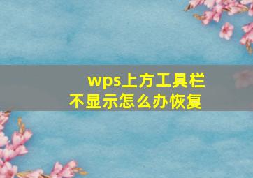 wps上方工具栏不显示怎么办恢复