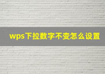 wps下拉数字不变怎么设置