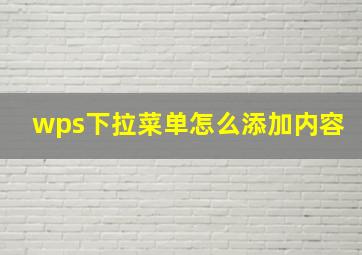 wps下拉菜单怎么添加内容