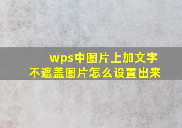 wps中图片上加文字不遮盖图片怎么设置出来