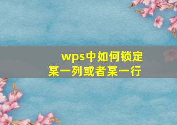 wps中如何锁定某一列或者某一行