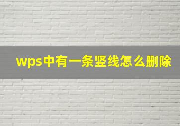 wps中有一条竖线怎么删除