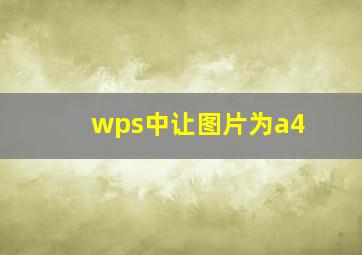 wps中让图片为a4