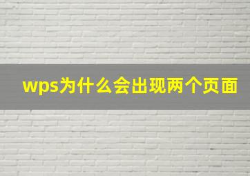 wps为什么会出现两个页面