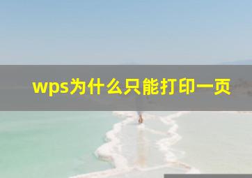 wps为什么只能打印一页