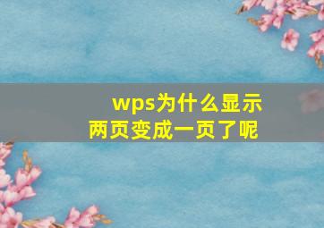 wps为什么显示两页变成一页了呢