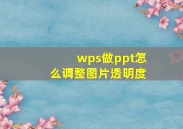 wps做ppt怎么调整图片透明度