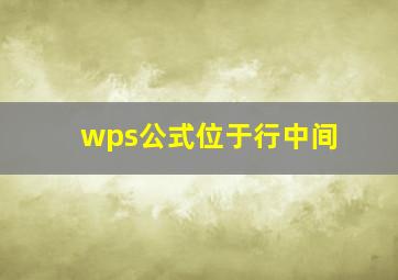 wps公式位于行中间