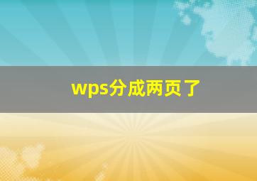 wps分成两页了