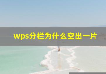 wps分栏为什么空出一片