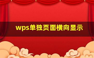 wps单独页面横向显示