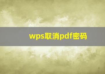 wps取消pdf密码