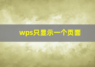 wps只显示一个页面