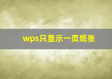 wps只显示一页纸张